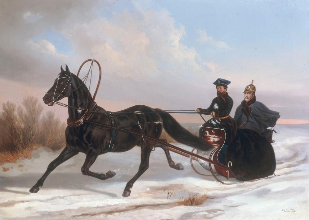 Kaiser Nikolaus I. im Pferdeschlitten von Alexander Ivanovich Sauerweid