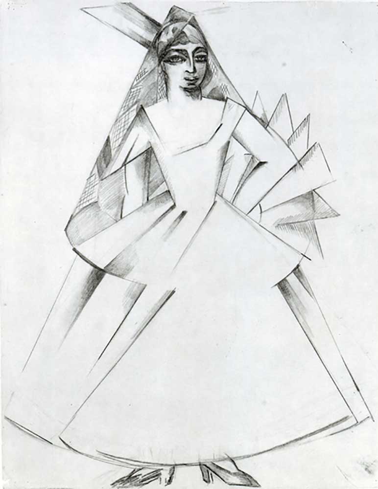 Frau, Kostümentwurf, 1921 von Alexandra Alexandrovna Exter