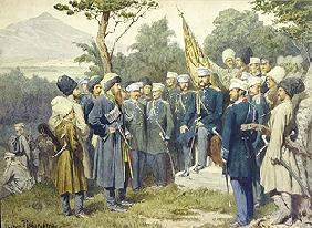 Der kaukasische Heerführer Shamil ergibt sich dem Fürsten Barjatinsky 1880