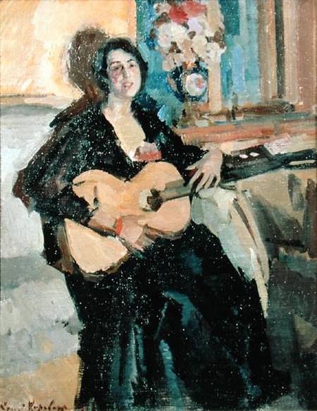 Lady with a Guitar von Alexejew. Konstantin Korovin