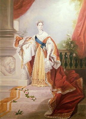 Portrait of Queen Victoria in Coronation Robes von Alfred-Edward Chalon