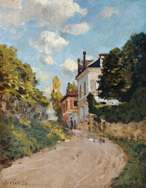 Blick in die Rue de Moubuisson in Louveciennes. von Alfred Sisley