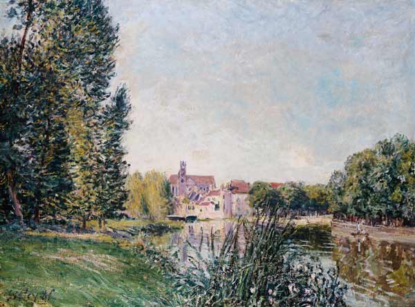 The Loing Canal and the Church at Moret von Alfred Sisley