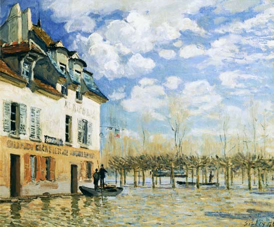 The Boat in the Flood, Port-Marly von Alfred Sisley