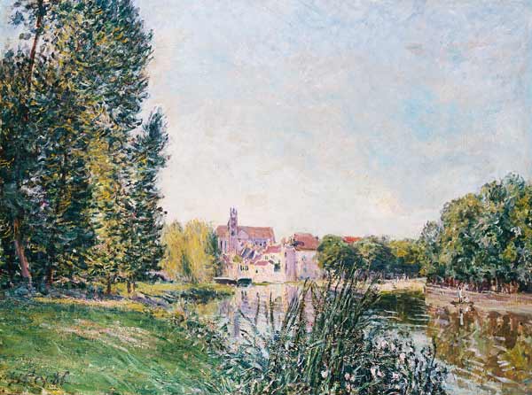 Der Fluss Loing und die Kirche von Moret von Alfred Sisley
