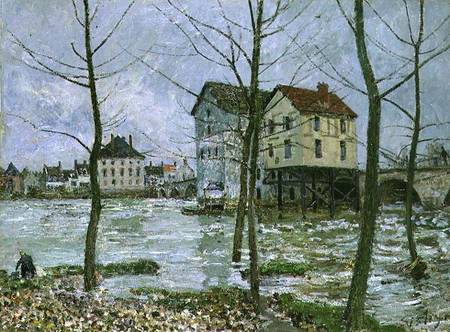 The Mills at Moret-sur-Loing, Winter von Alfred Sisley