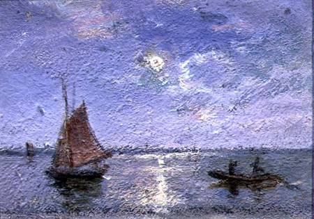Fishing Boats by Moonlight von Alfred Wahlberg