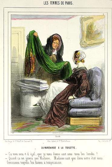 The Cloth Seller, plate 5 from ''Les Femmes de Paris'', 1841-42 von Alfred Andre Geniole