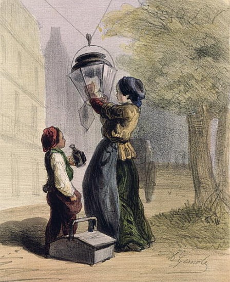 The Lamplighter, from ''Les Femmes de Paris'', 1841-42 von Alfred Andre Geniole