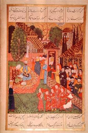 A Janissary officer recruiting devsirme for Sultan Suleyman I (1495-1566), from the 'Suleymanname' ( 1558