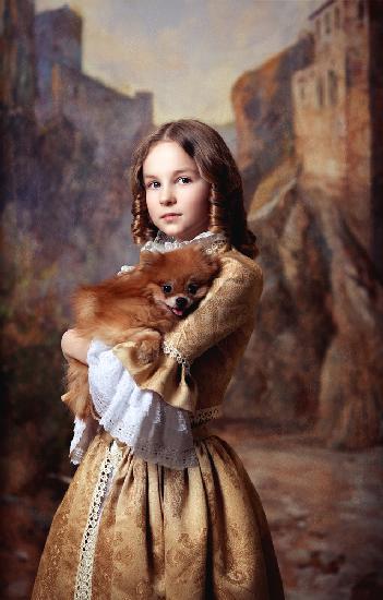 Ein Mädchen und ihr Hund