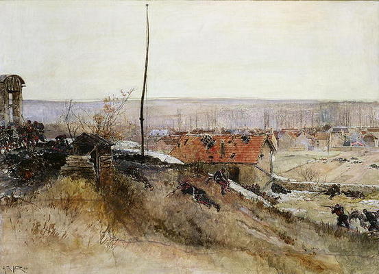 Attack on the Lime Kiln at the Champigny Quarry, 2nd December 1870, 1881 (oil on canvas) von Alphonse Marie de Neuville