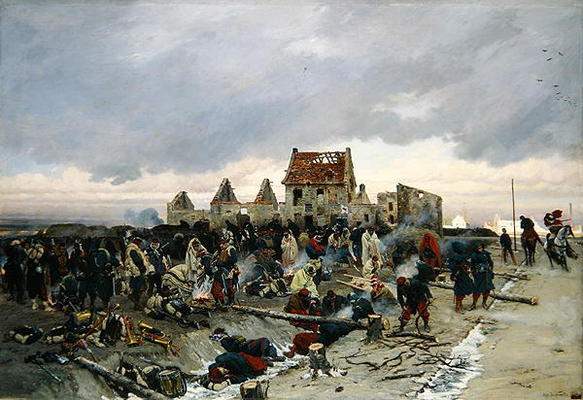 Bivouac at Le Bourget after the Battle of 21st December 1870, 1872 (oil on canvas) von Alphonse Marie de Neuville