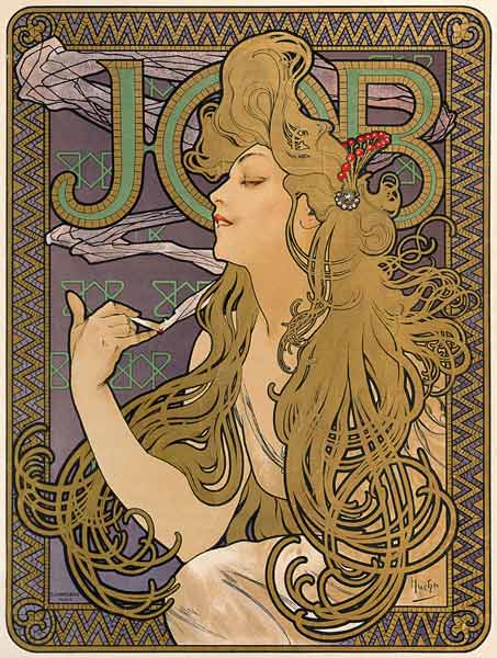 Plakat für die Zigarettenmarke JOB. von Alphonse Mucha