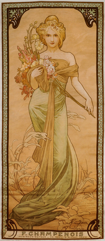 Fruehling, Plakat. von Alphonse Mucha