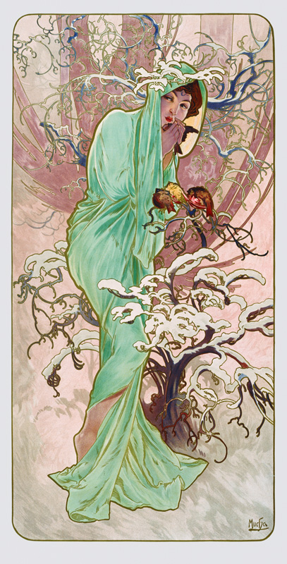 Winter (aus der Serie ''Jahreszeiten'') von Alphonse Mucha