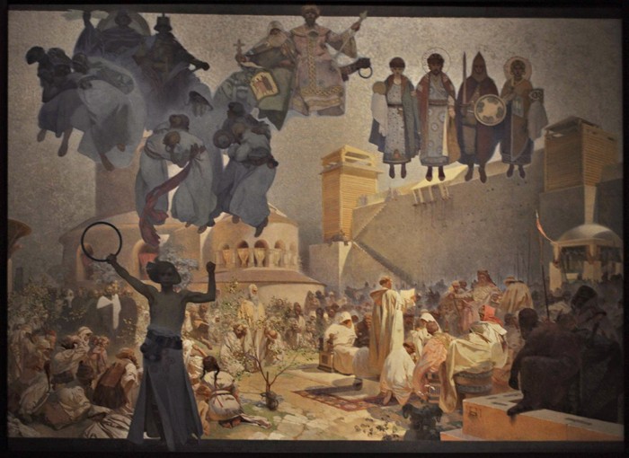 Die Einführung der slawischen Liturgie (Gemäldezyklus Das Slawische Epos) von Alphonse Mucha