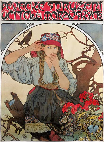 Plakat "Pévecké sdruzeni ucitelu moravskych" (Gesangsverein mährischer Lehrer) von Alphonse Mucha