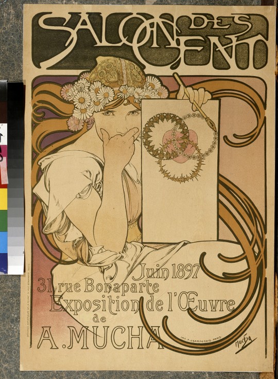 Plakat der A. Muchas Ausstellung im Salon des Cent von Alphonse Mucha