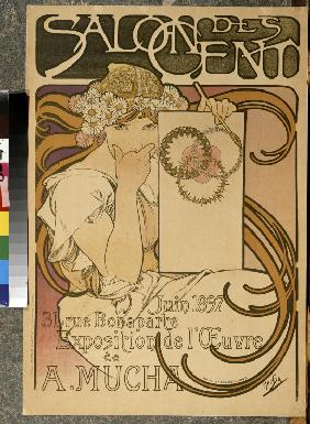 Plakat der A. Muchas Ausstellung im Salon des Cent 1897