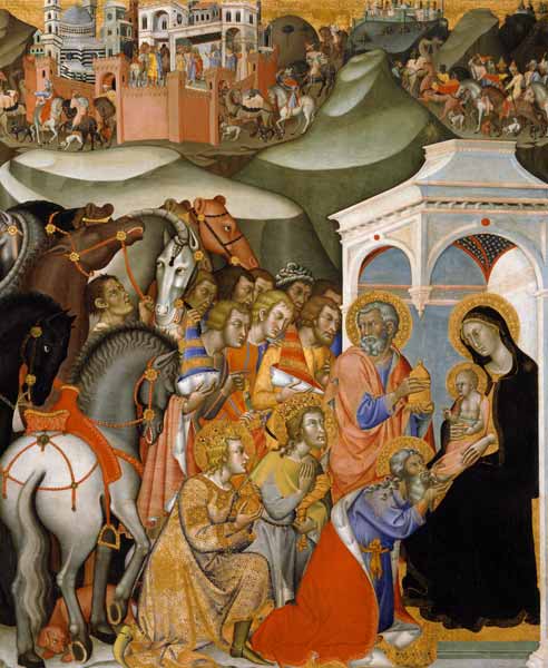 The Adoration of the Magi, c.1380 (oil on panel) von also Manfredi de Battilori Bartolo di Fredi