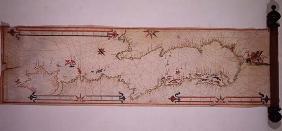 Miniature Nautical Map of the Adriatic, 1624 (parchment) 1879