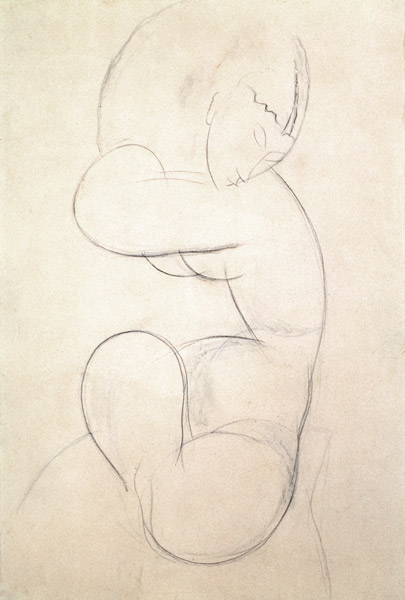 Seated Female Nude (blue chalk) von Amedeo Modigliani