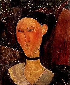 Junge Frau mit Velour-Halsband. von Amedeo Modigliani