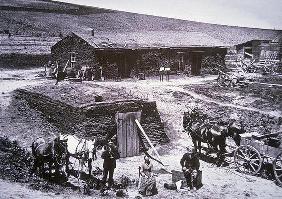 The sod homestead of the Barnes Family, Custer County, Nebraska, 1887 (b/w photo) 18th