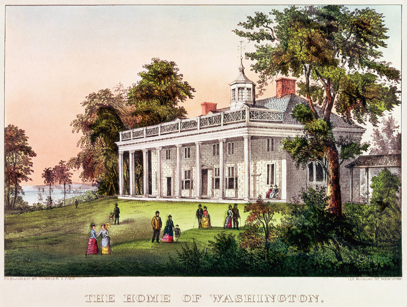 The Home of George Washington, Mount Vernon, Virginia, published Nathaniel Currier (1813-88) and Jam von American School