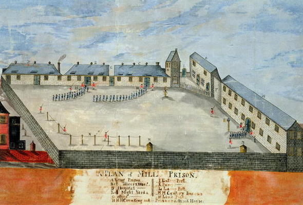 Plan of Mill Prison, late 18th or early 19th century (w/c & ink on paper) von American School