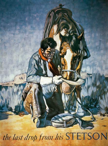 The Last Drop from his Stetson (colour litho) von American School