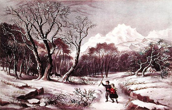 Woodlands in Winter, published Nathaniel Currier (1813-88) and James Merritt Ives (1924-95) von American School