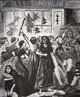 The Bread Riot in Richmond, Virginia, 1863 (litho) von American School, (19th century)