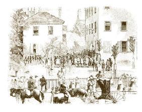 A lynching in Kentucky, 1850s (engraving) (b/w photo) 1889