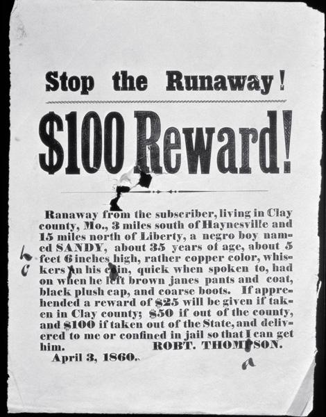 Reward Poster, April 3, 1860 (letterpress broadside) 0536