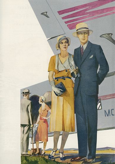 1920s Couple About to Board a Commercial Flight von American School, (20th century)
