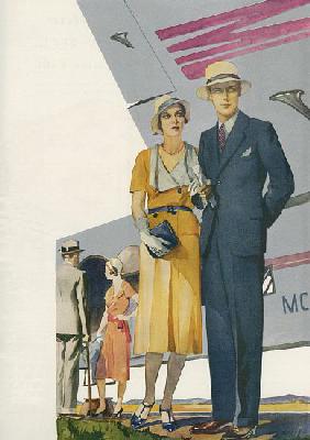 1920s Couple About to Board a Commercial Flight 1921