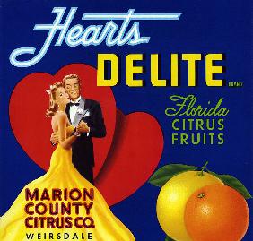 Hearts Delite Fruit Crate Label c.1920
