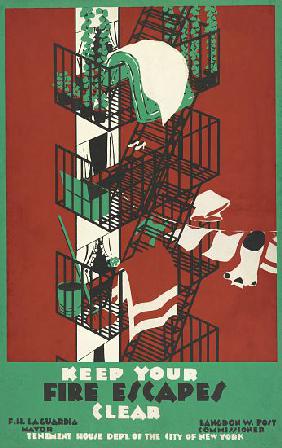 Vintage Poster of a New York City Fire Escape 1937