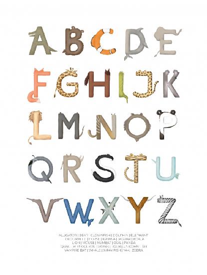 Tierbuchstaben ABC