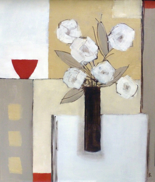 Red Bowl, White Flowers von Ana  Bianchi