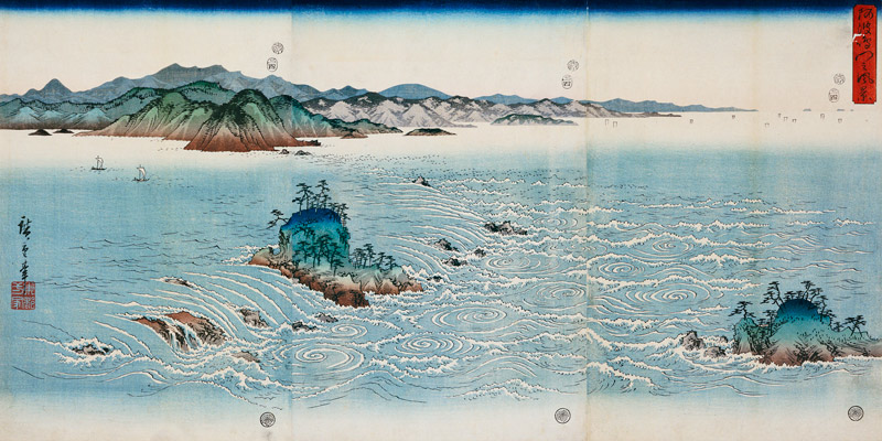 A View Of The Whirlpools At Naruto In Awa Province von Ando oder Utagawa Hiroshige