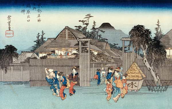 Willow At The Exit Of Shimabara von Ando oder Utagawa Hiroshige