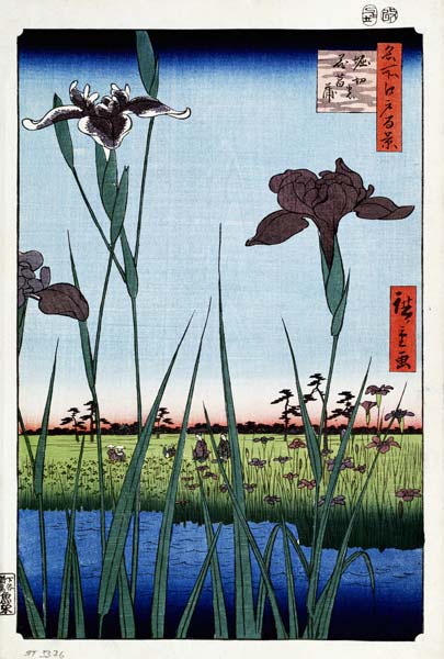 Schwertlilien in Horikiri (Einhundert Ansichten von Edo) von Ando oder Utagawa Hiroshige