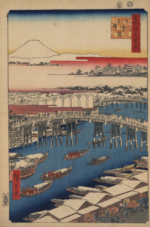 Nichon-Brücke. Klares Wetter nach dem Schneefall (Einhundert Ansichten von Edo) von Ando oder Utagawa Hiroshige