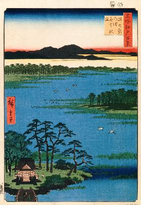 Benten-Schrein am Inokashira-See. (Einhundert Ansichten von Edo)
