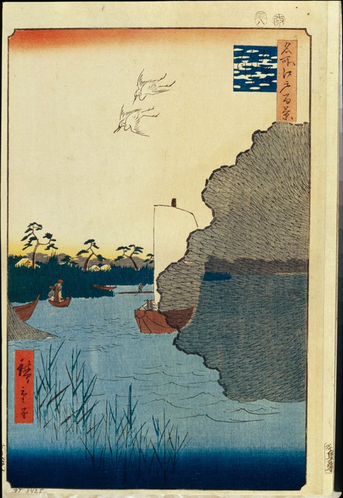 Verstreute Kiefer am Tonegawa-Fluss (Einhundert Ansichten von Edo) von Ando oder Utagawa Hiroshige