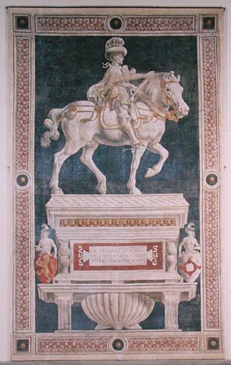 Equestrian monument to Niccolo da Tolentino (d.1435) 1456  (post restoration) von Andrea del Castagno
