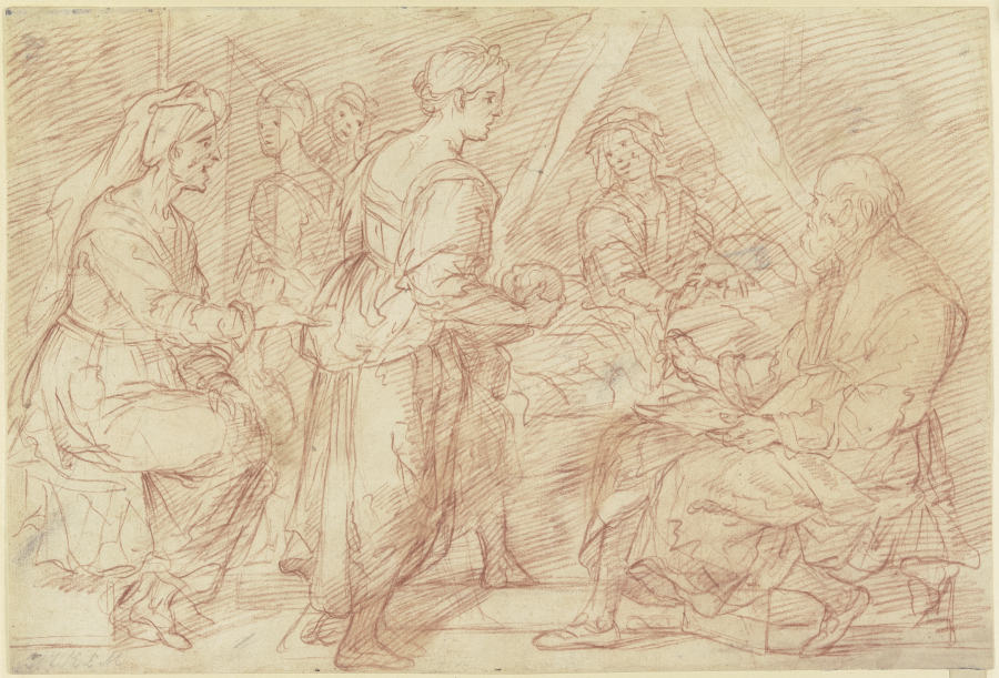 Die Geburt Johannes des Täufers aus dem Wandfresko im Chiostro dello Scalzo, Florenz von Andrea del Sarto